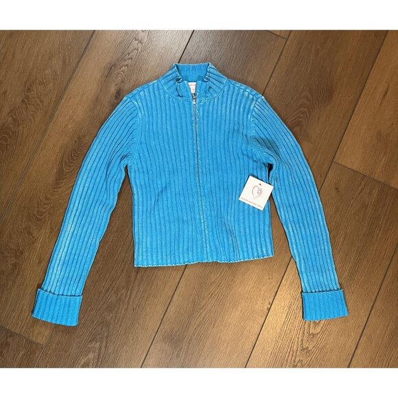 Design History Girls NWT Full Zip Blue Mock-Neck Crop Sweater Size XL - Picture 8 of 8